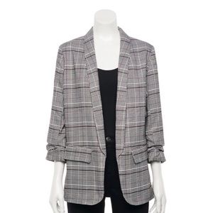 Candie’s Oversized Pink Plaid Blazer
